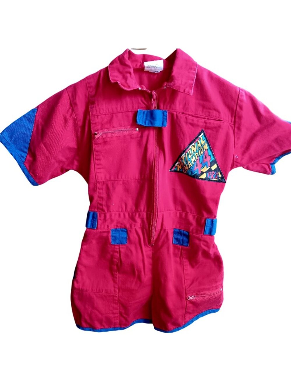 Vintage 1980's Boys 6 Race Car Driver Romper Jumpsuit Full Zips
